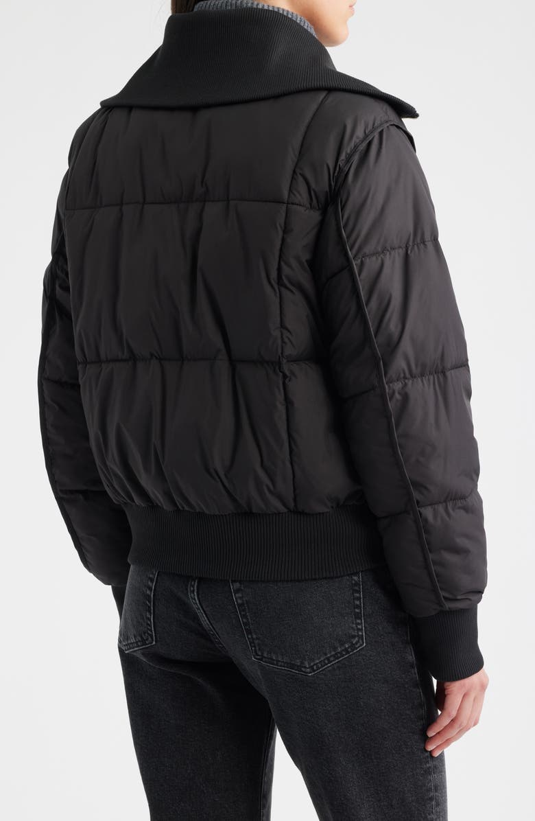 Bernardo Knit Collar Crop Puffer Jacket, Alternate, color, Black