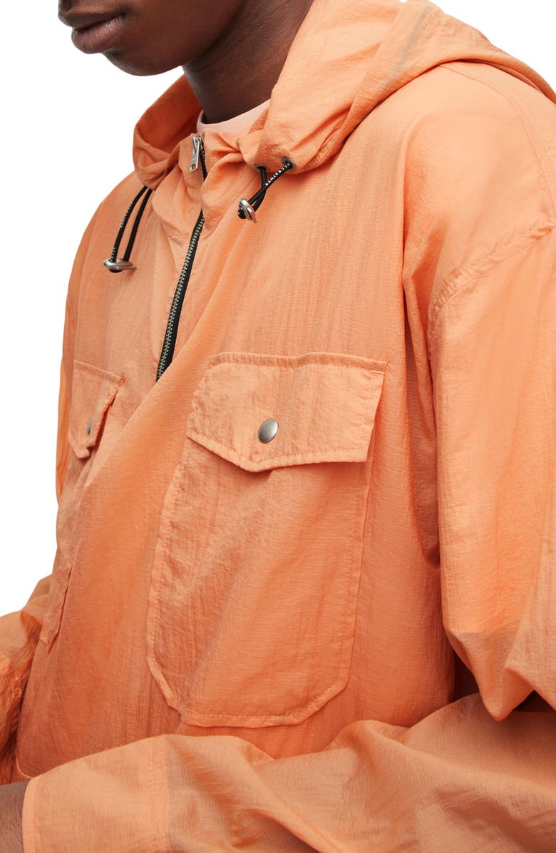 AllSaints Loco Quarter Zip Hooded Anorak, Alternate, color, Peached Orange