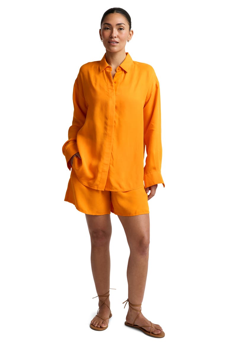 Sunkissed Cupro Button Down Shirt, Alternate, color, BRIGHT CITRUS
