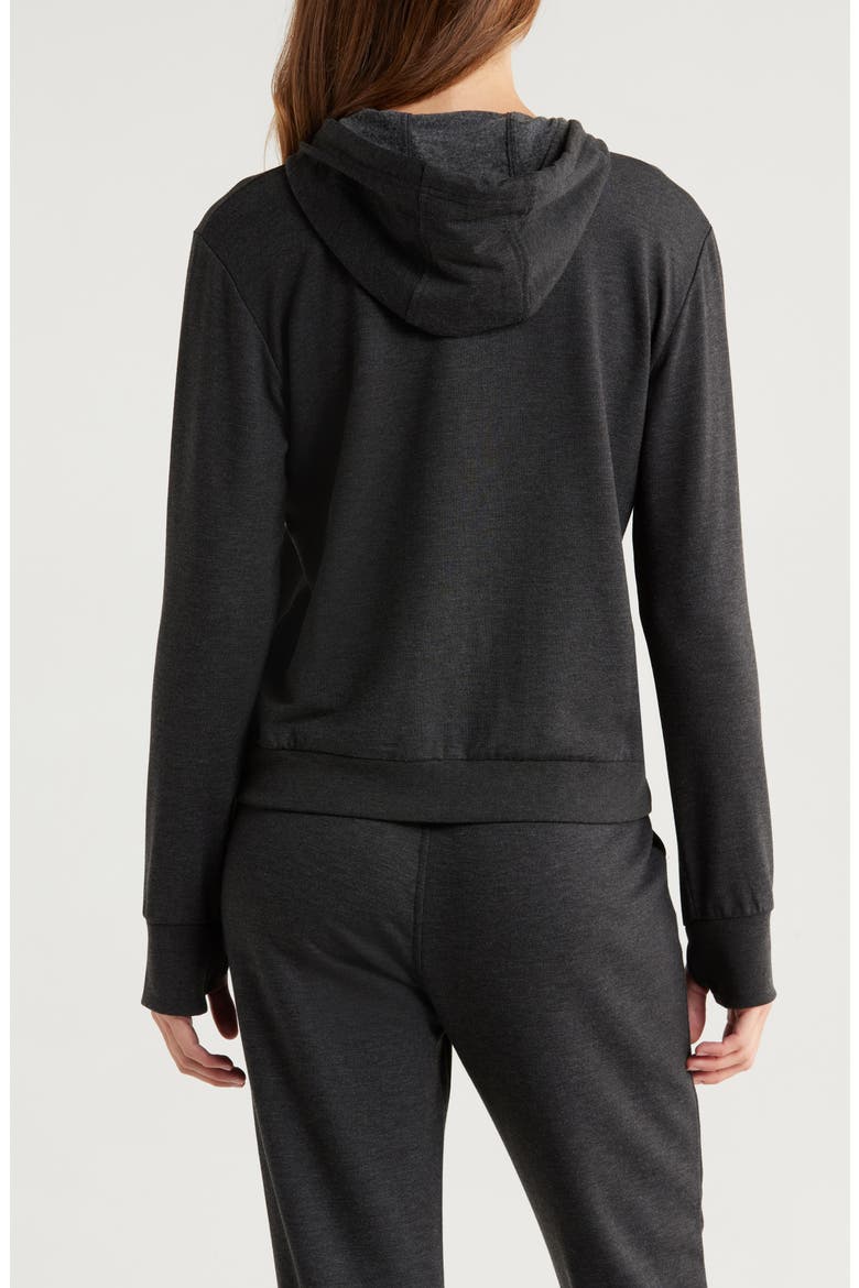Lightweight Fleece Zip-Up Hoodie, Alternate, color, HEATHER BLACK