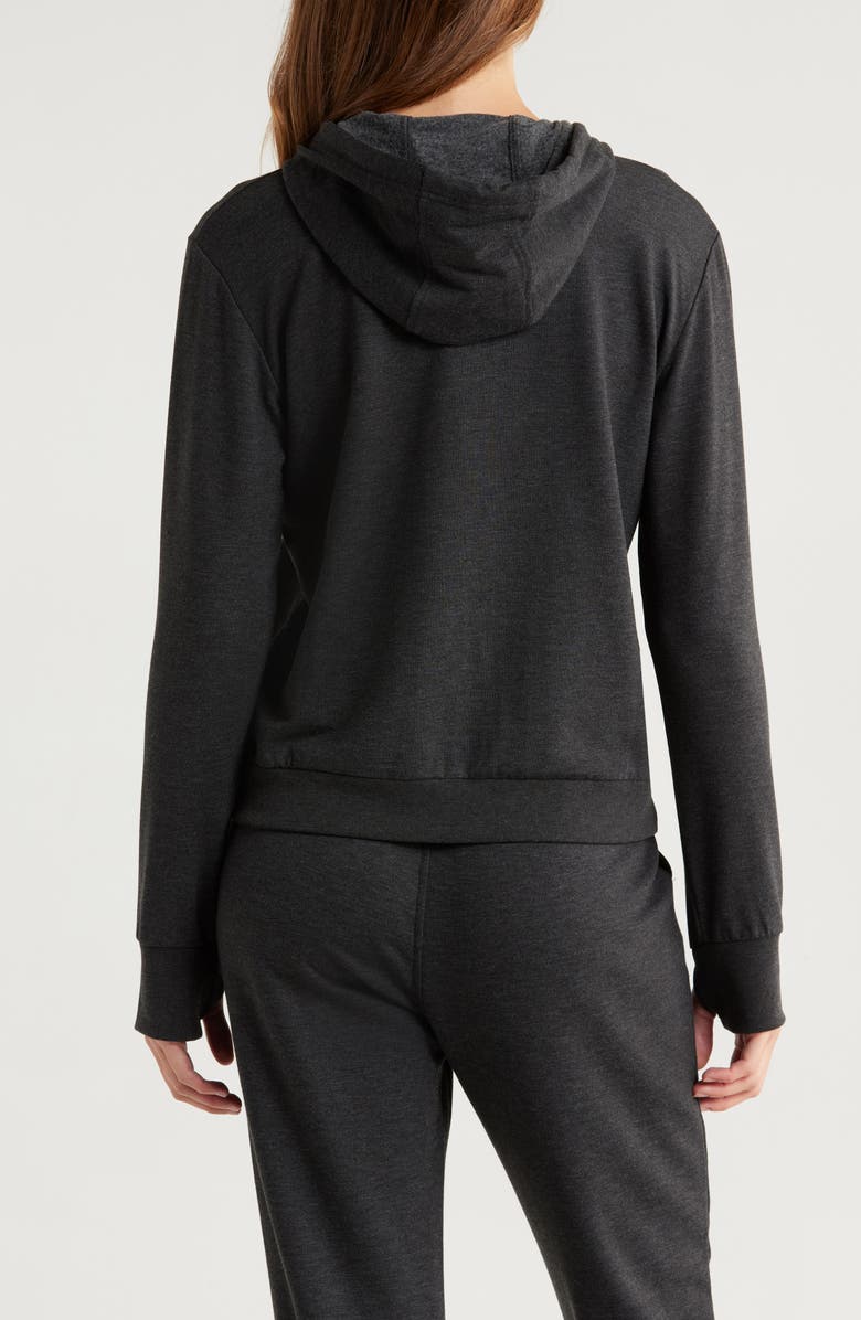 Free Fly Lightweight Fleece Zip-Up Hoodie, Alternate, color, Heather Black