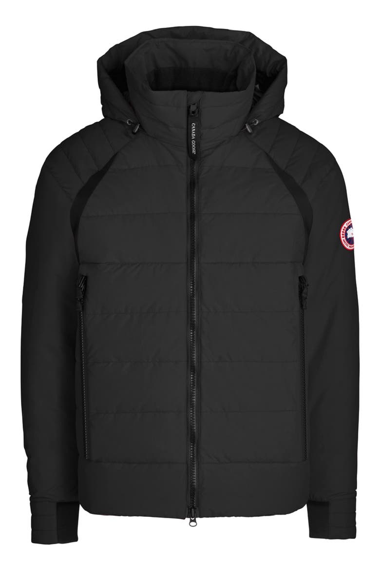 Updated Hybridge Base Hooded 750 Fill Power Down Jacket, Alternate, color, BLACK