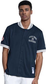 STARTER Men's Starter Navy New York Yankees Button-Up Short Sleeve Jacket