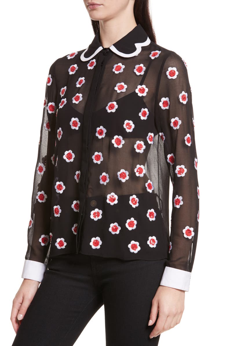 Alice + Olivia Willa Print Sheer Blouse, Alternate, color,