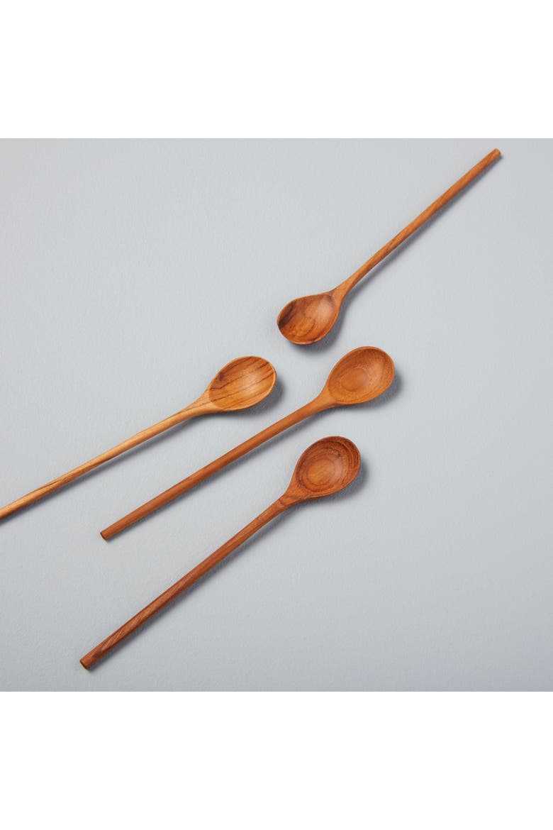 Teak Thin Spoons - Set of 4, Alternate, color, Brown
