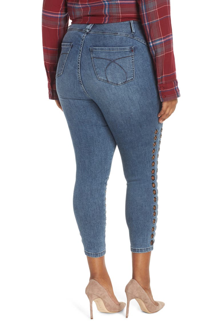 Grommet Ankle Skinny Jeans, Alternate, color, LONDON WASH