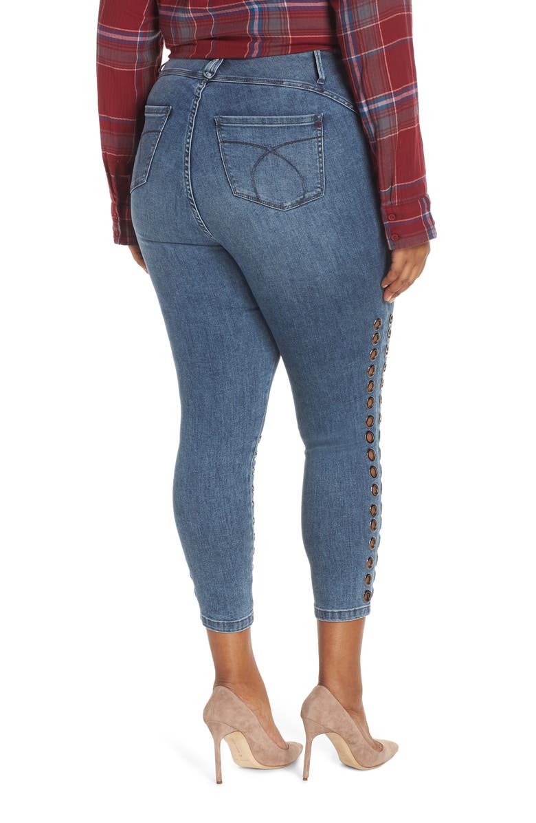 YSJ Grommet Ankle Skinny Jeans, Alternate, color, 