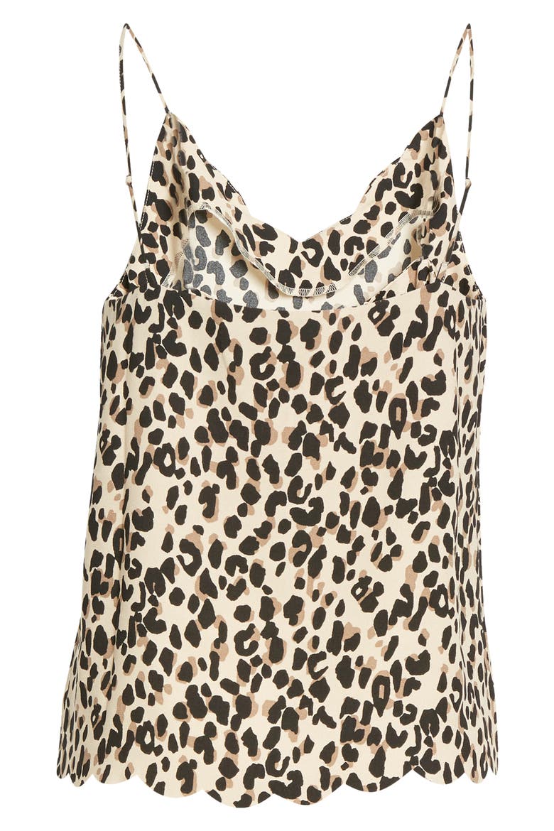 Scallop Detail Camisole, Alternate, color, TAN ABSTRACT ANIMAL PRINT
