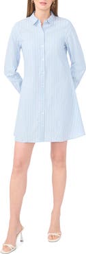 1.STATE Stripe Long Sleeve Cotton Shirtdress