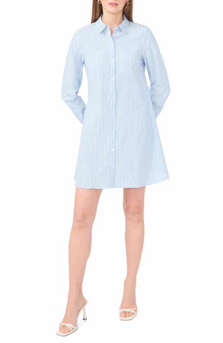 1.STATE Stripe Long Sleeve Cotton Shirtdress