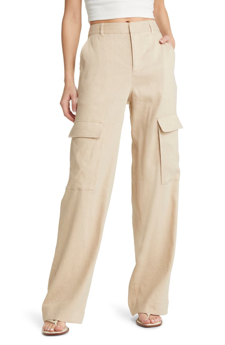 FRAME High Waist Organic Linen Blend Cargo Pants, Main, color,