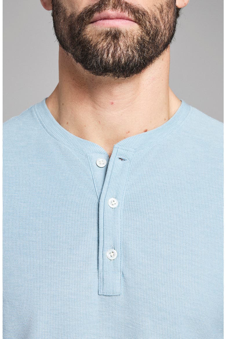 Bird's Eye Short Sleeve Henley, Alternate, color, STEEL BLUE/ TINTED WHITE