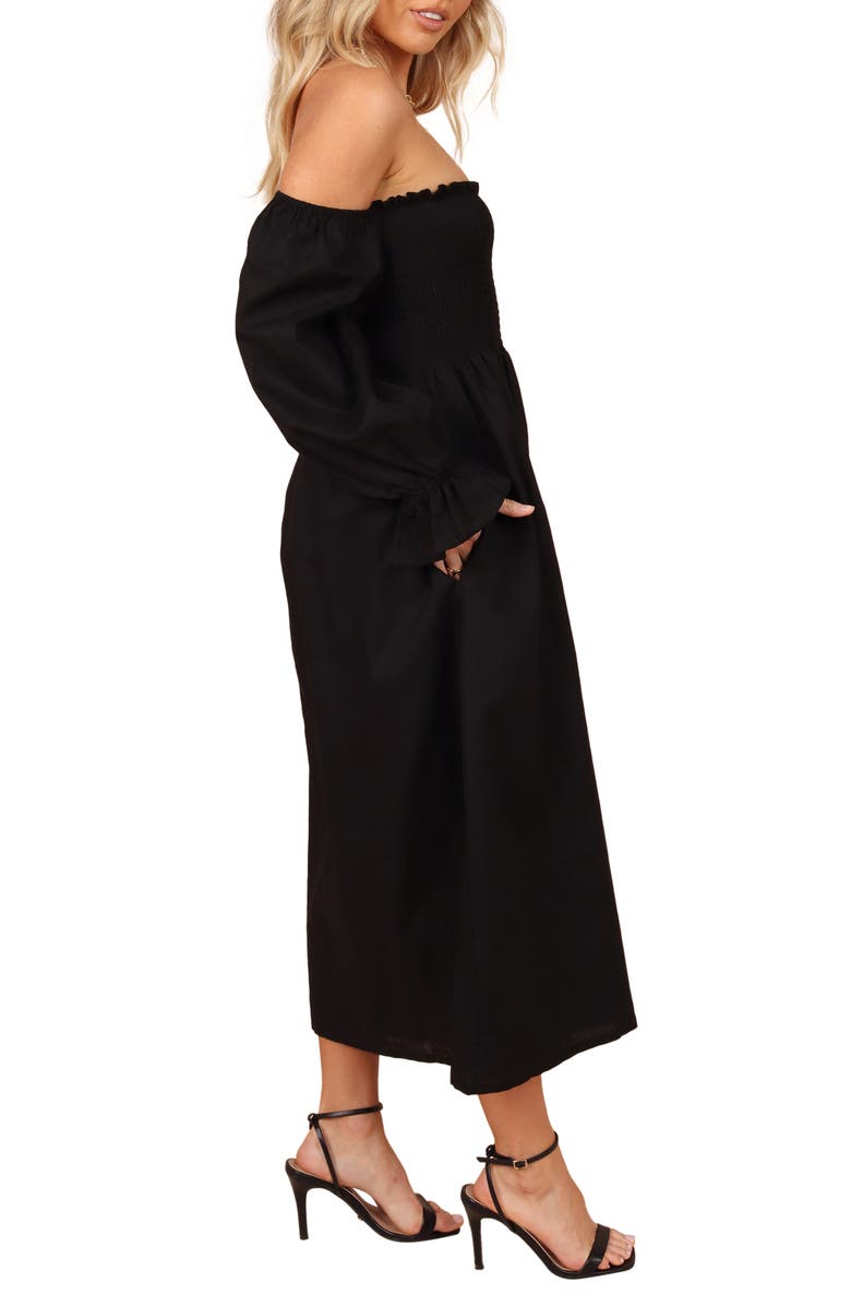 Petal & Pup Domenica Off the Shoulder Linen Blend Midi Dress, Alternate, color, 