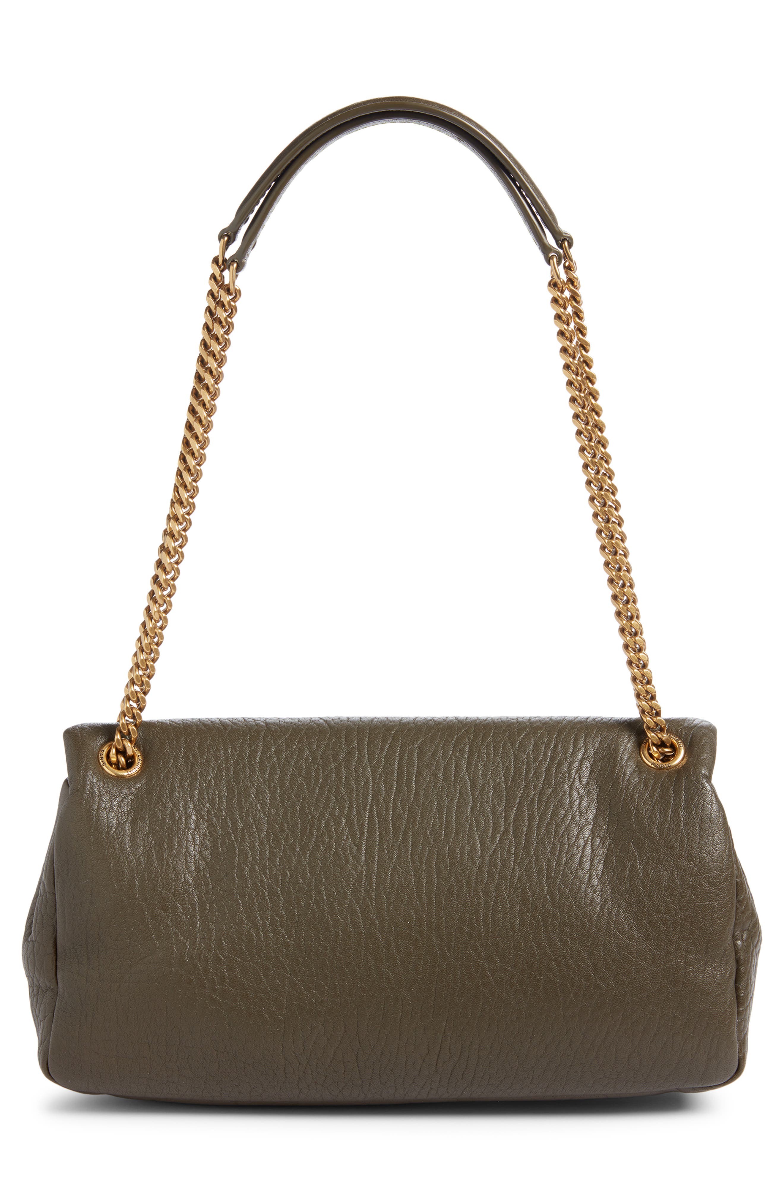 Saint Laurent Medium Calypso Leather Shoulder Bag, Alternate, color, Light Musk