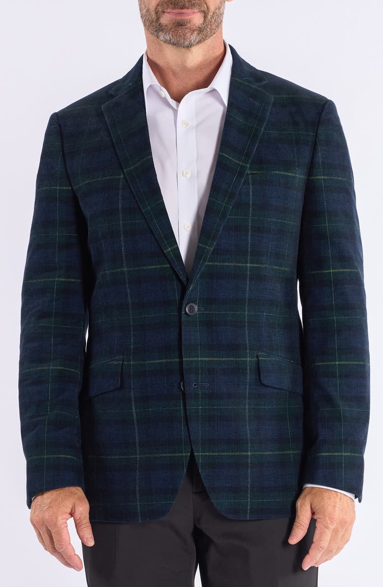 SAVILE ROW CO Mayfair Navy Plaid Corduroy Sport Coat, Main, color, Navy