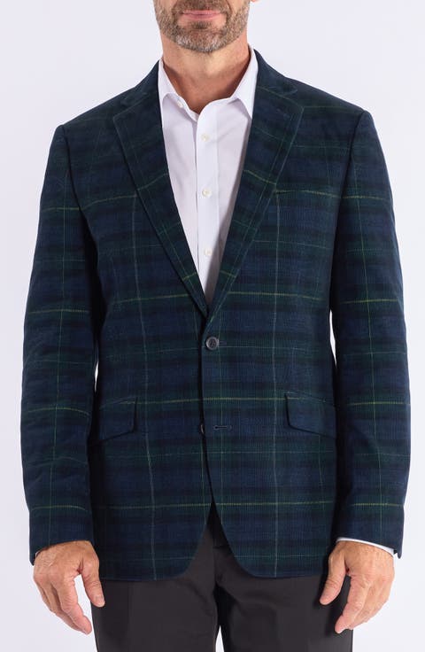 Mayfair Navy Plaid Corduroy Sport Coat (Short, Regular & Long)