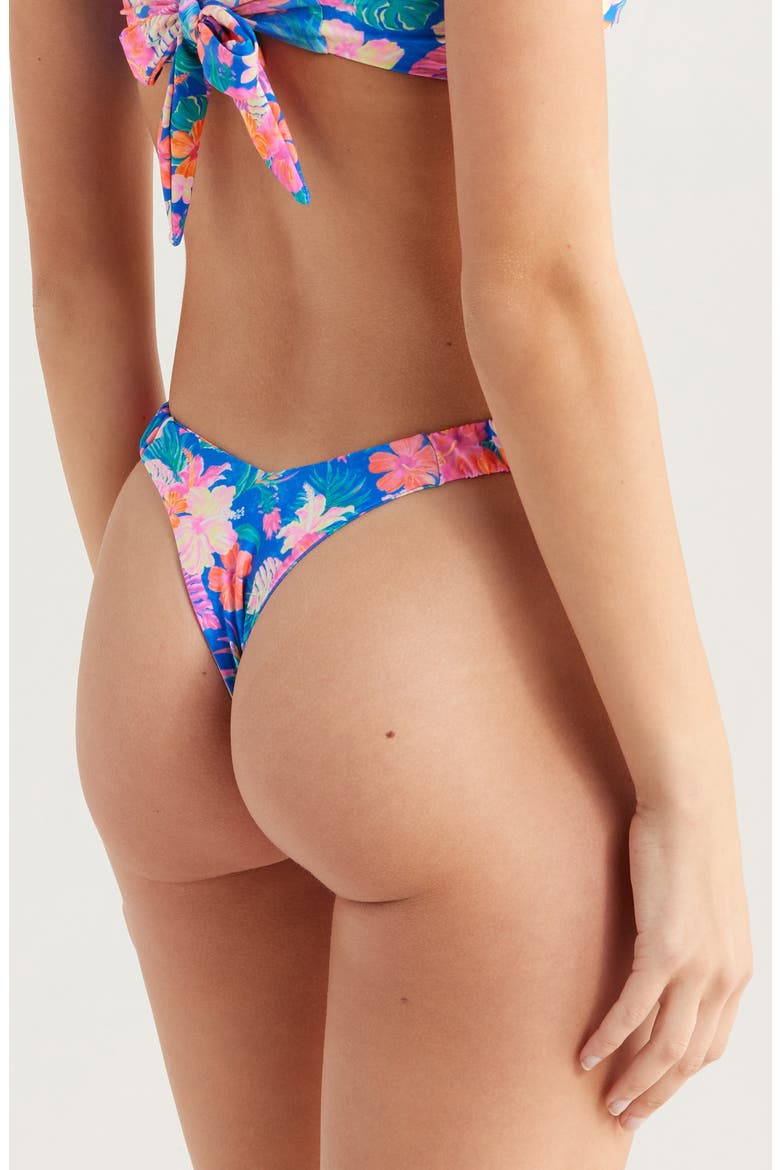 Retro Y Thong Bikini Bottoms, Alternate, color, ELECTRIC PALMS