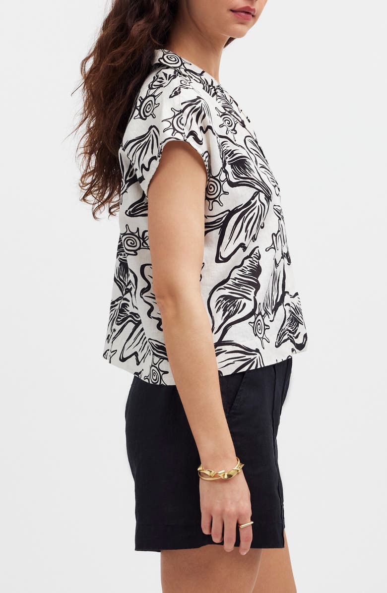 Madewell Boxy Cap Sleeve Linen Button-Up Shirt, Alternate, color,