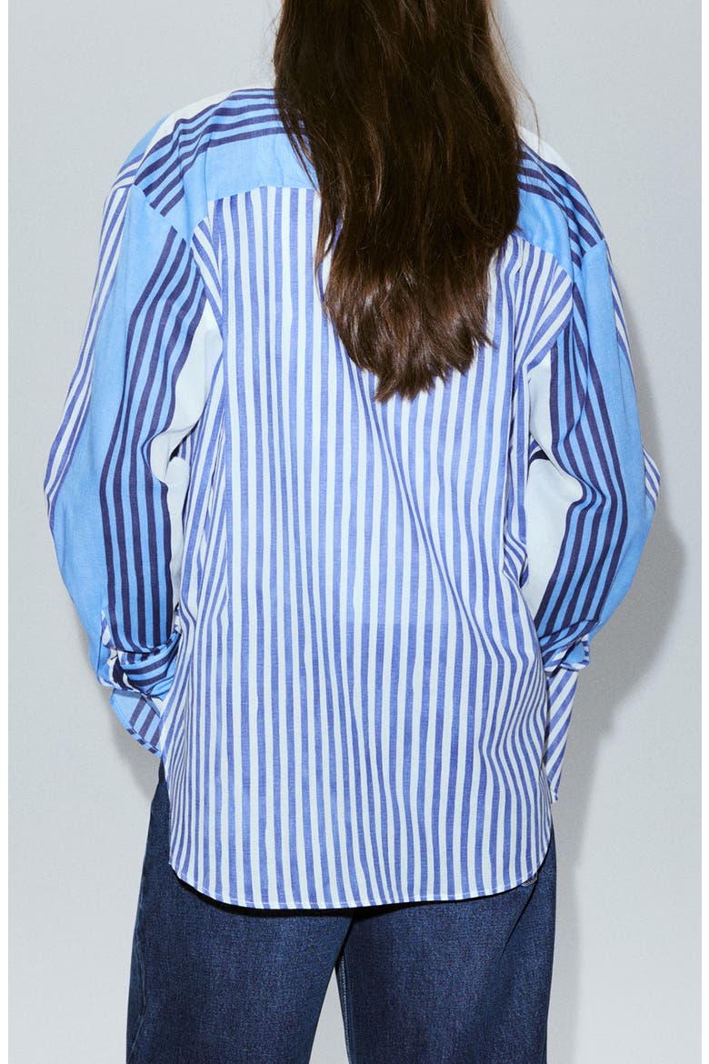 Stripe Cotton Button-Up Shirt, Alternate, color, BLUE