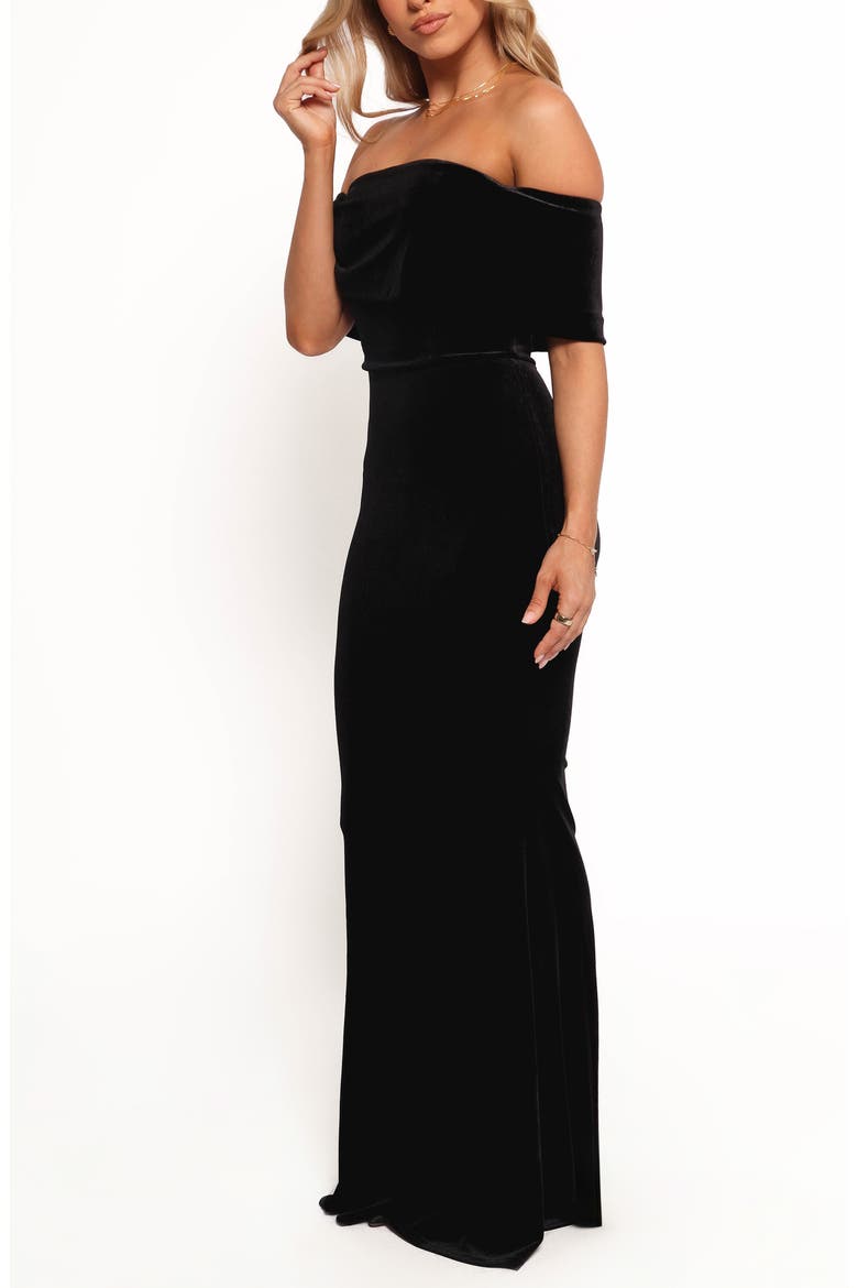 Adair Off the Shoulder Mermaid Gown, Alternate, color, BLACK