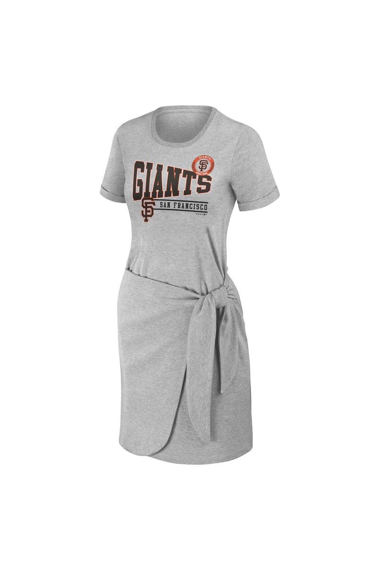 Women's WEAR by Erin Andrews Heather Gray San Francisco Giants  Knotted T-Shirt Dress, Alternate, color, Heather Gray