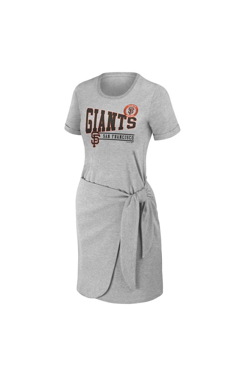 WEAR by Erin Andrews Women's WEAR by Erin Andrews Heather Gray San Francisco Giants Knotted T-Shirt Dress, Alternate, color, Heather Gray