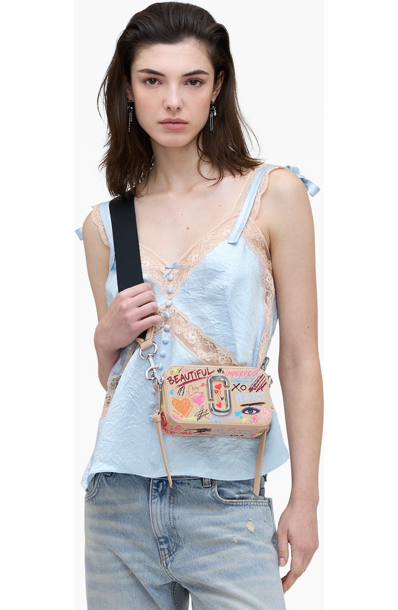 Marc Jacobs The Punk Scribble Snapshot Crossbody Bag, Alternate, color, Beige Multi