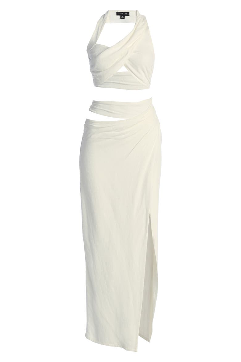 New Age Crop Top & Skirt Set, Alternate, color, WHITE