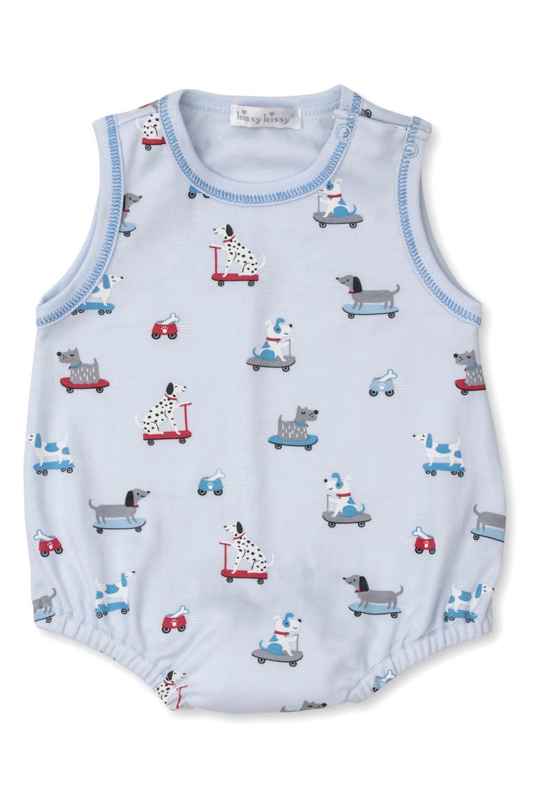 Bubble Pima Cotton Romper, Main, color, LIGHT BLUE