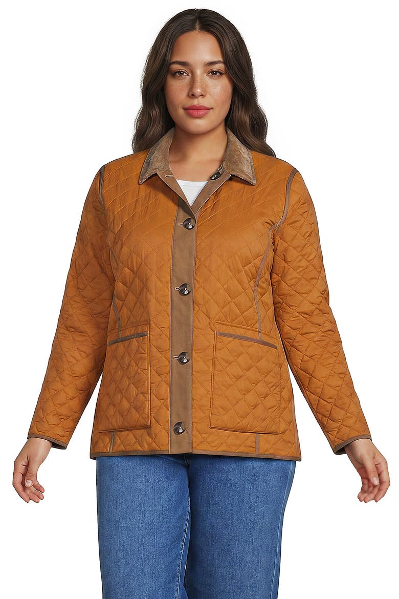 Reversible Barn Quilted Jacket, Main, color, Orange Ginger/Plaid