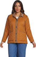Lands' End Plus Size Print Reversible Barn Quilted Insulated Jacket