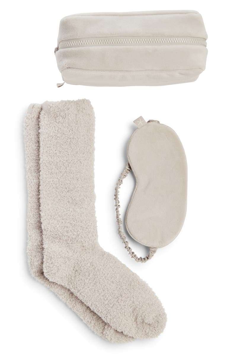 Barefoot Dreams<sup>®</sup> Luxe Chic Eye Mask & Socks Set, Alternate, color, Silver