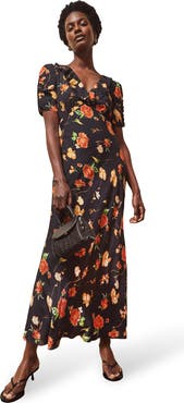 Ro&Zo Floral Print Tie Back Dress