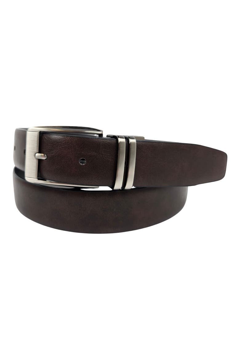 Reversible Metal Keeper Leather Belt, Alternate, color, BLACK/ DARK BROWN