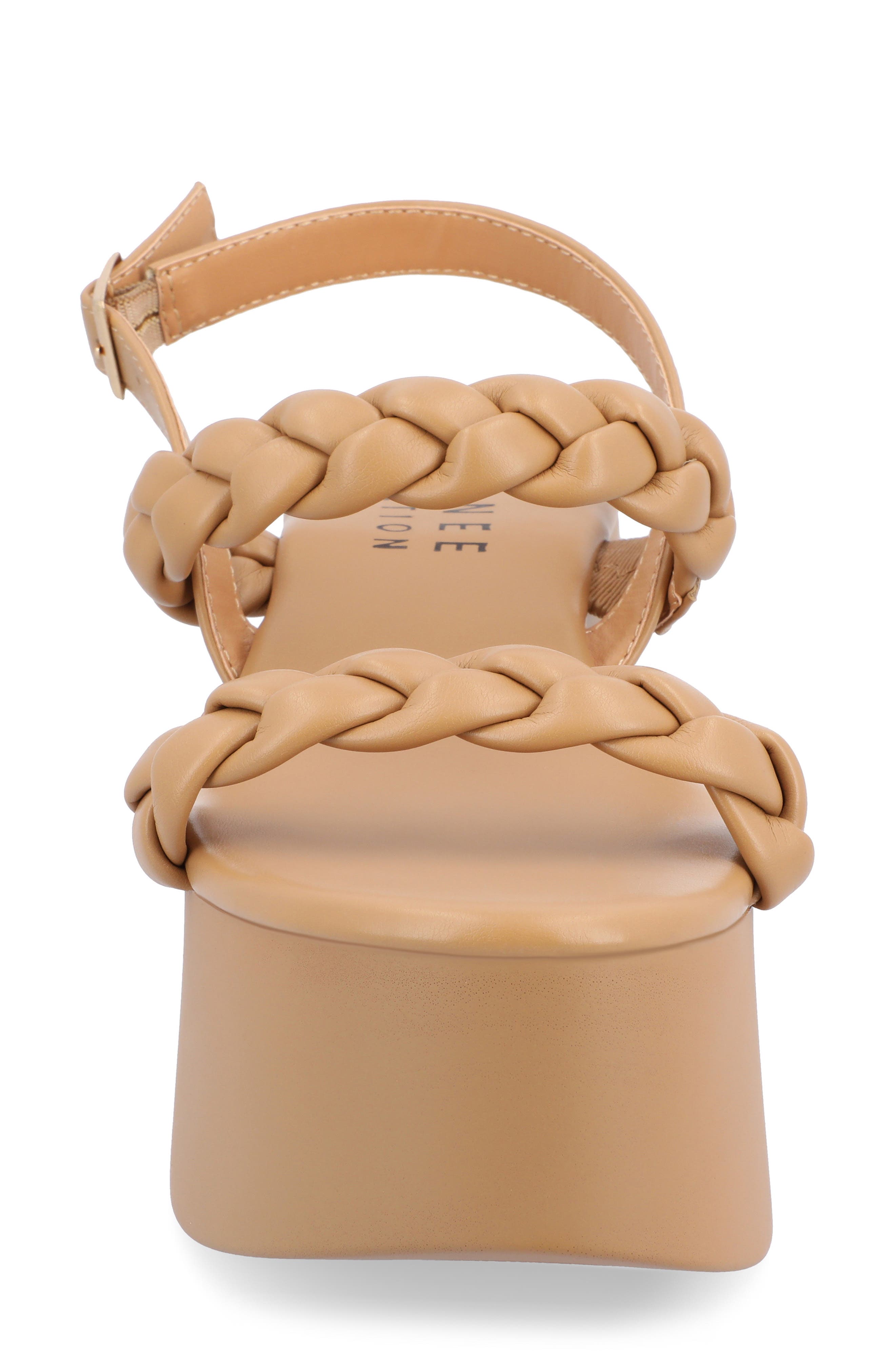 Journee Collection Zannah Braided Platform Sandal, Alternate, color, Tan