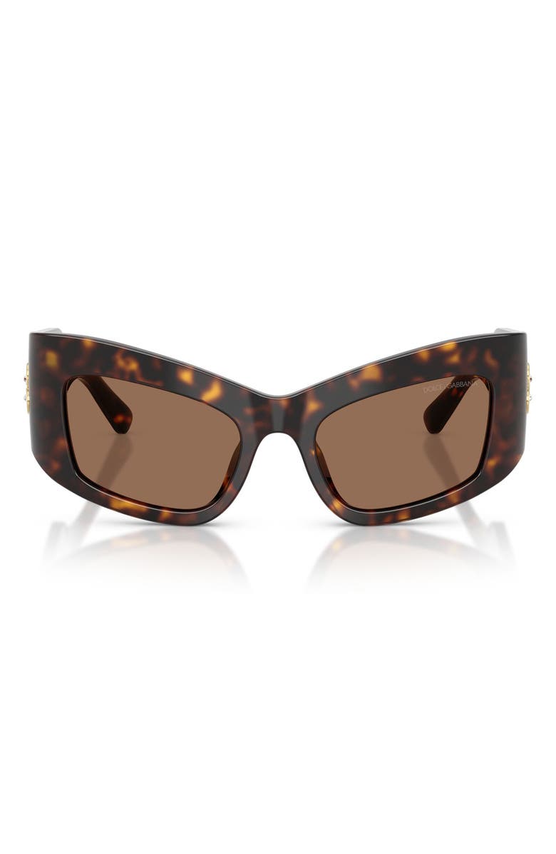 Dolce&Gabbana 53mm Cat Eye Sunglasses, Main, color, Havana / Dark Brown