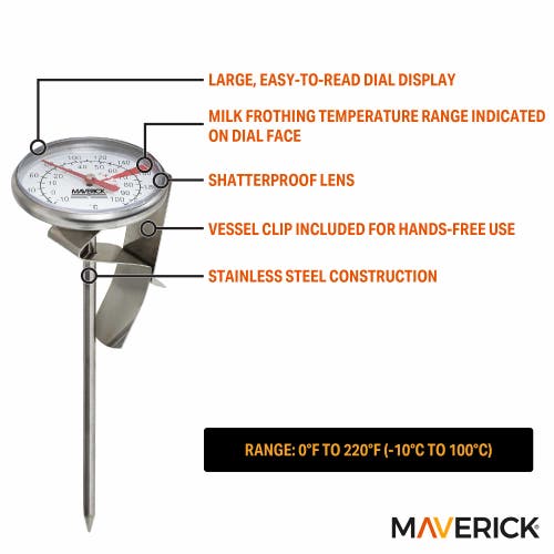 Maverick Instant Read Beverage And Frothing Thermometer In Silver