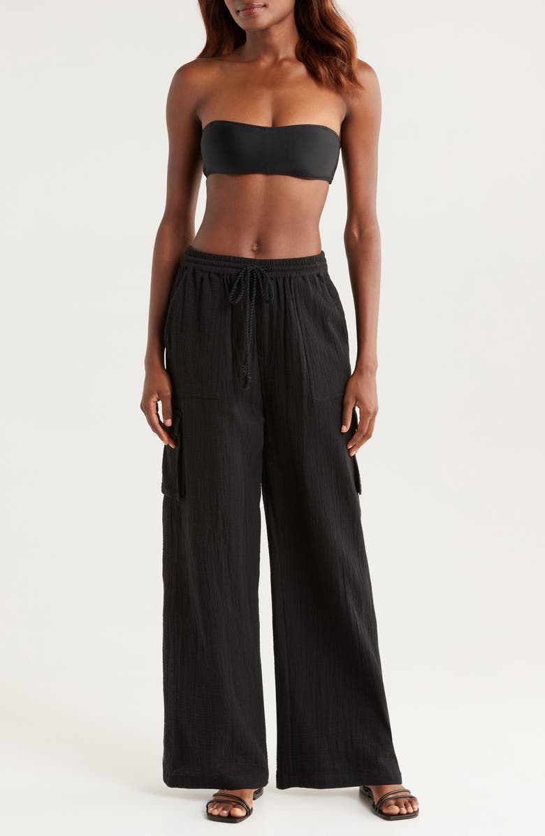 Nordstrom Cotton Gauze Cover-Up Cargo Pants, Main, color, 