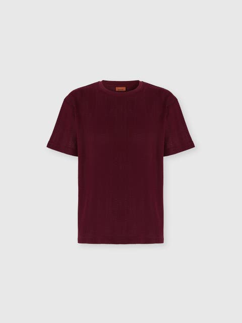 Crew Neck T-shirt In Cotton-viscose Raschel