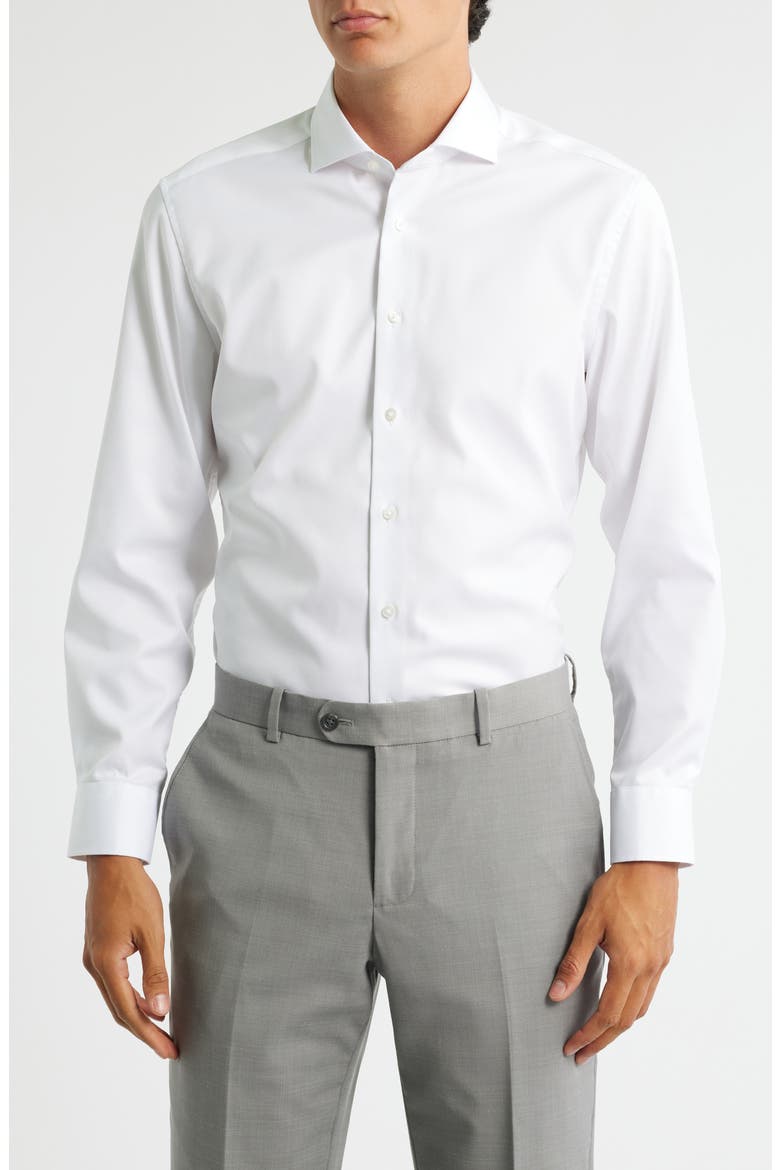 Slim Fit Non-Iron Cotton Twill Cover Shirt, Main, color, WHITE