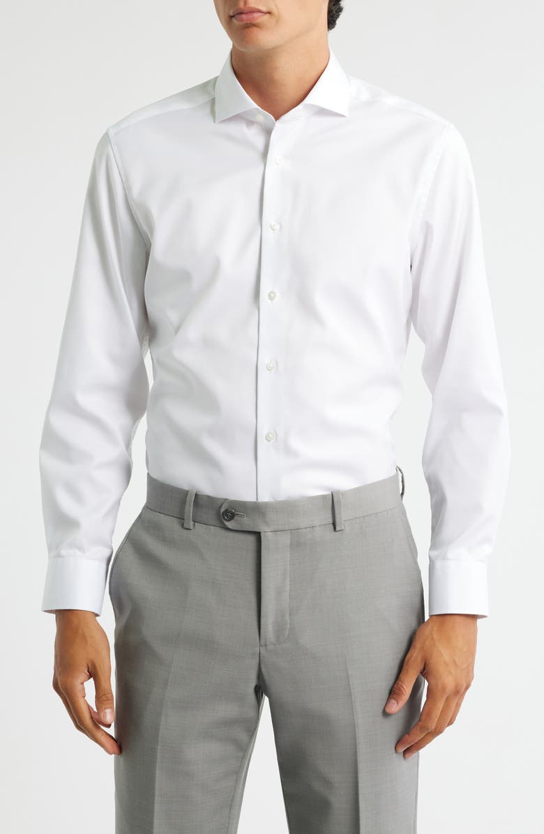 Eterna Slim Fit Non-Iron Cotton Twill Cover Shirt, Main, color, White