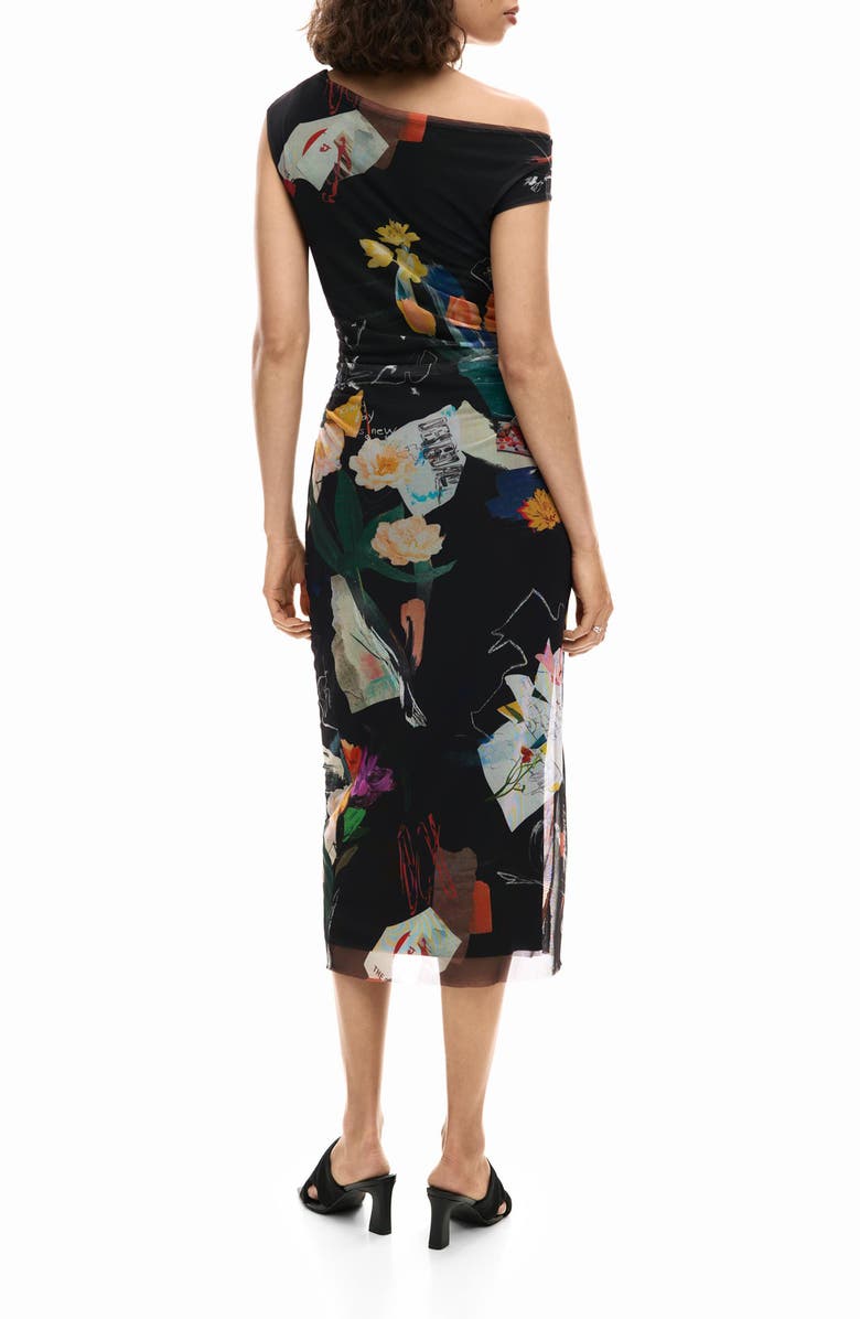 Desigual Floral Print Sleeveless Dress, Alternate, color, Black