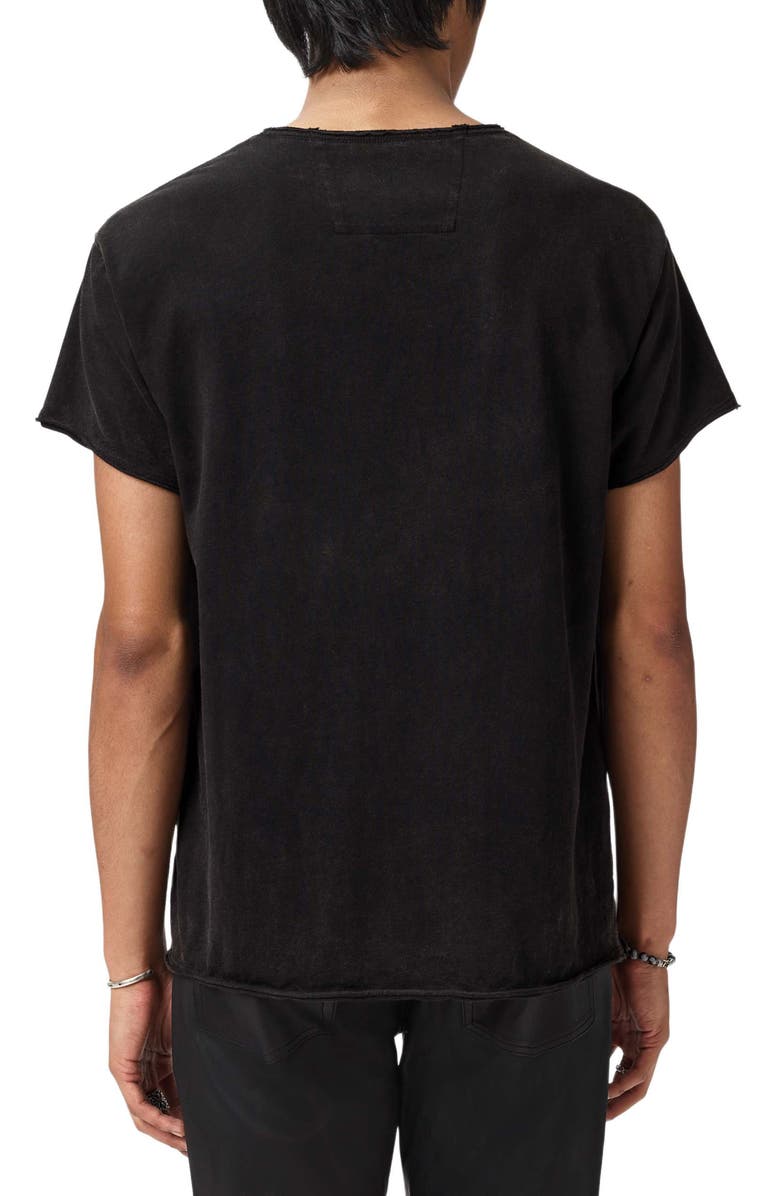 John Varvatos Bleached Skull Raw Edge Organic Cotton T-Shirt, Alternate, color, Black