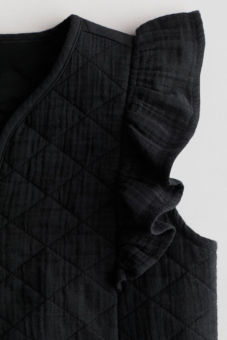 Flounced Cotton Muslin Waistcoat, Alternate, color, Black
