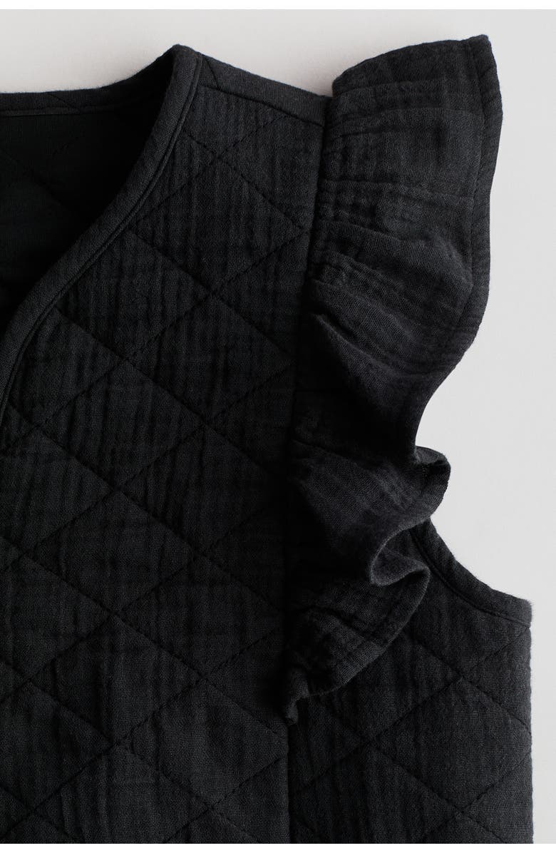 H&M Flounced Cotton Muslin Waistcoat, Alternate, color, Black