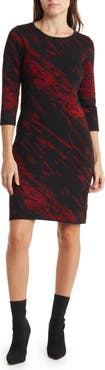 Nina Leonard Marbled Scoop Neck Dress