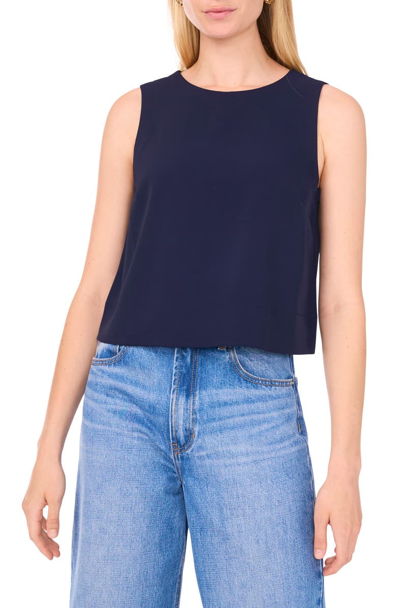 1.STATE Sleeveless Boxy Twill Top, Main, color, Classic Navy