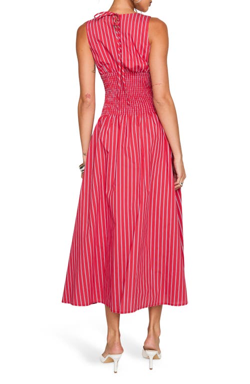 Princess Polly Lilienne Stripe Cotton Blend Poplin Dress In Red