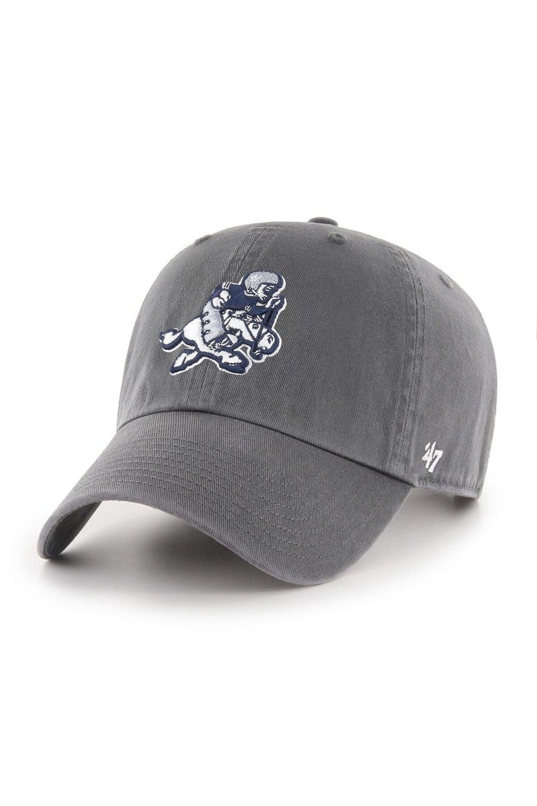 Men's '47 Charcoal Dallas Cowboys Retro Joe II Clean Up Adjustable Hat, Main, color, Charcoal