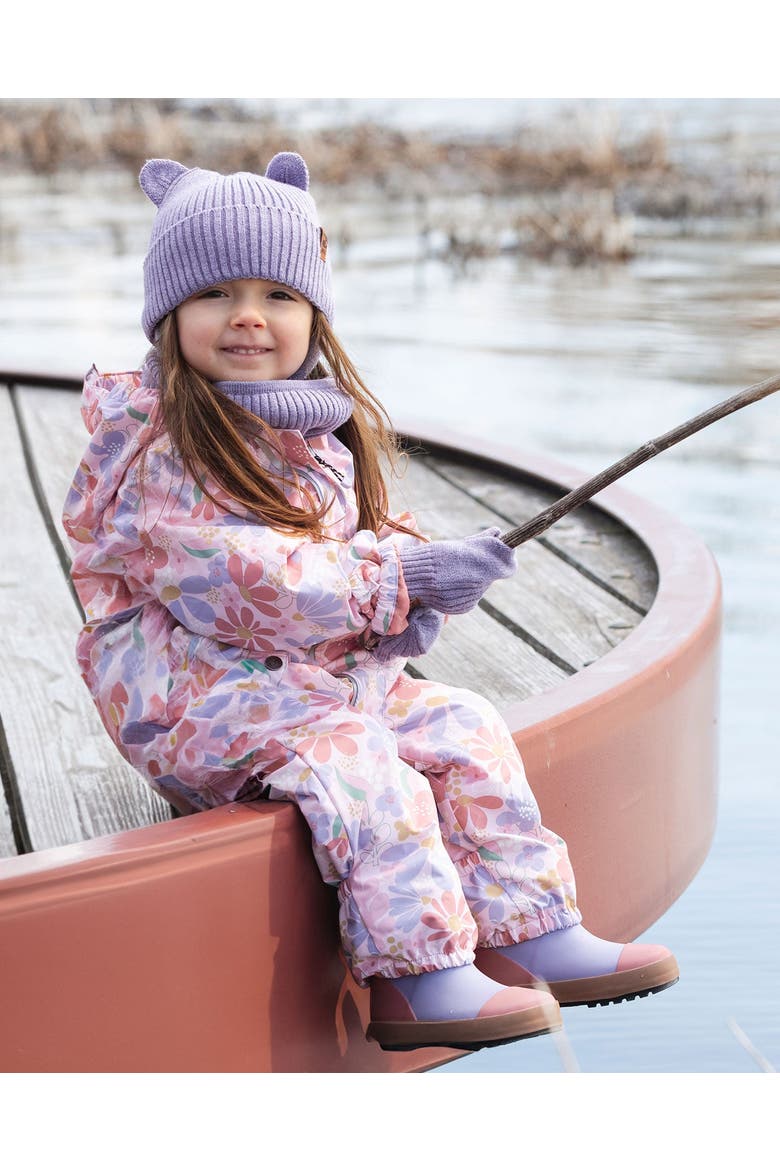 Baby Mid-Season One-Piece Flower Print Outerwear with Hat, Alternate, color, Pink Flower Print
